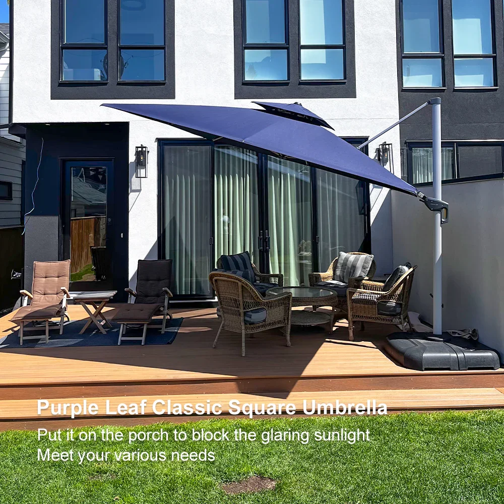 PURPLE LEAF Outdoor Windproof Umbrella, Square Cantilever Umbrella Outside Patio - Image 193