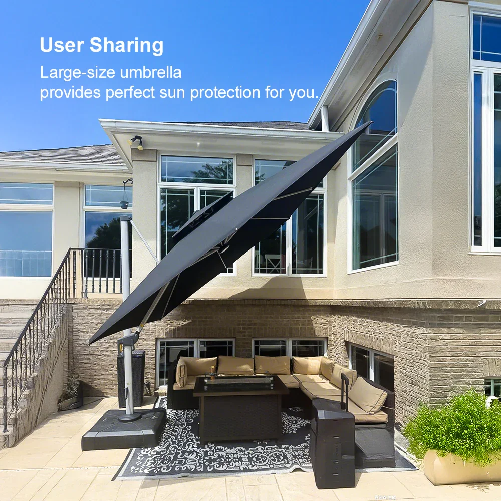 PURPLE LEAF Outdoor Windproof Umbrella, Square Cantilever Umbrella Outside Patio - Image 194