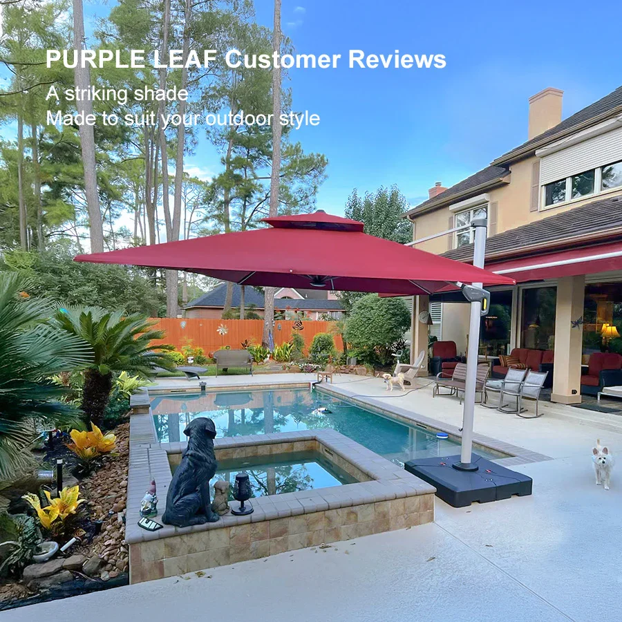 PURPLE LEAF Outdoor Windproof Umbrella, Square Cantilever Umbrella Outside Patio - Image 206