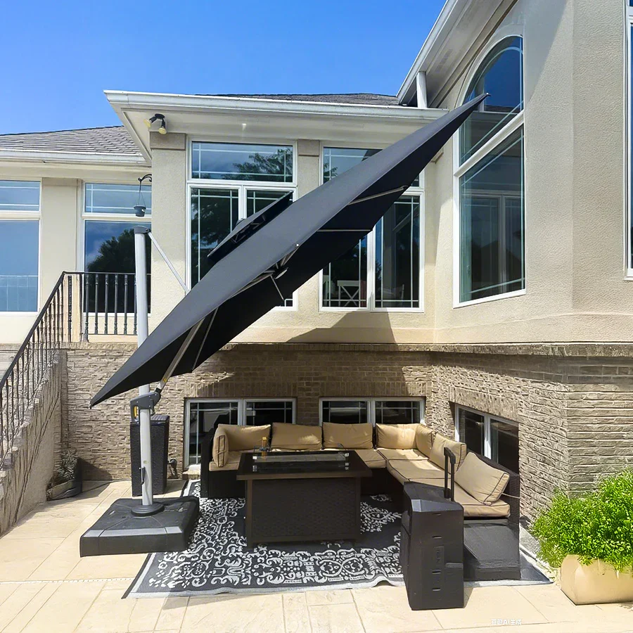 PURPLE LEAF Outdoor Windproof Umbrella, Square Cantilever Umbrella Outside Patio - Image 207