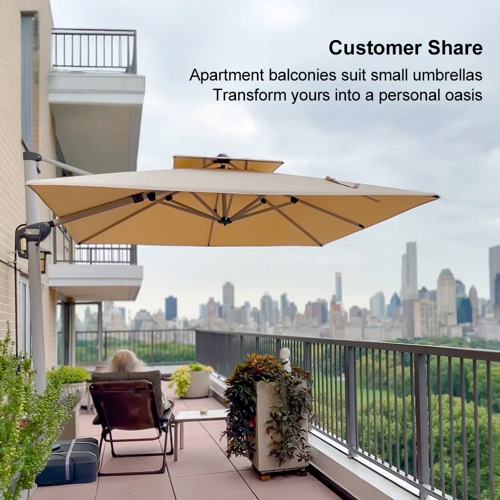 PURPLE LEAF Outdoor Windproof Umbrella, Square Cantilever Umbrella Outside Patio - Image 211