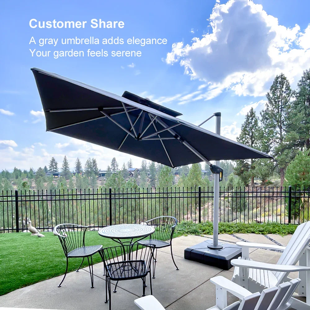 PURPLE LEAF Outdoor Windproof Umbrella, Square Cantilever Umbrella Outside Patio - Image 214