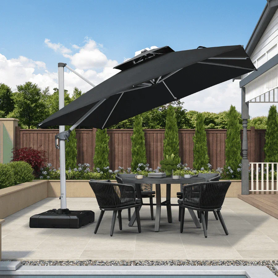 PURPLE LEAF Outdoor Windproof Umbrella, Square Cantilever Umbrella Outside Patio - Image 216