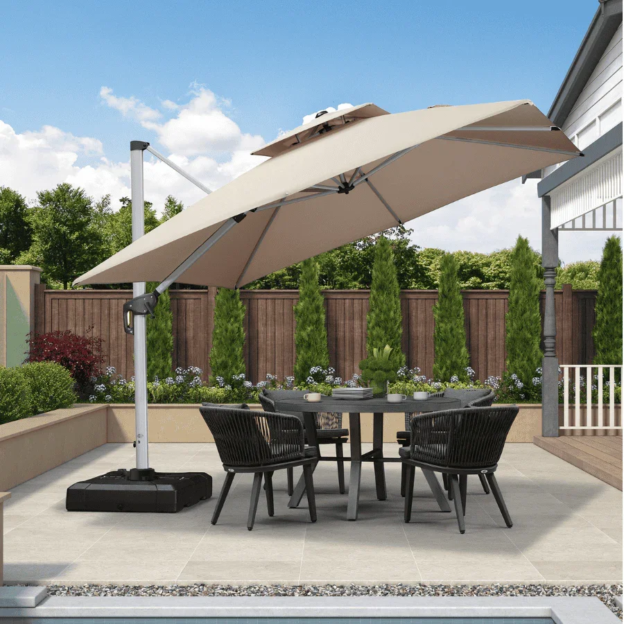 PURPLE LEAF Outdoor Windproof Umbrella, Square Cantilever Umbrella Outside Patio - Image 217