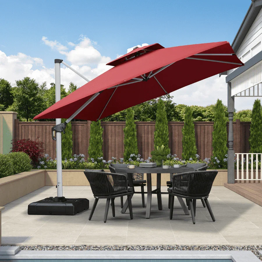 PURPLE LEAF Outdoor Windproof Umbrella, Square Cantilever Umbrella Outside Patio - Image 218