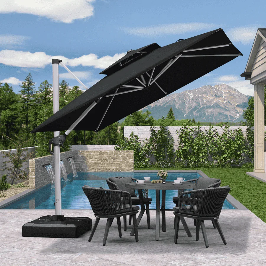 PURPLE LEAF Outdoor Windproof Umbrella, Square Cantilever Umbrella Outside Patio - Image 221