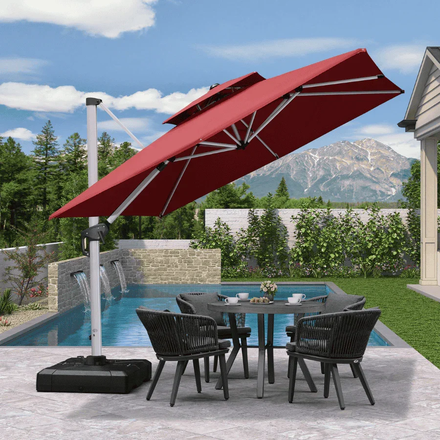 PURPLE LEAF Outdoor Windproof Umbrella, Square Cantilever Umbrella Outside Patio - Image 222