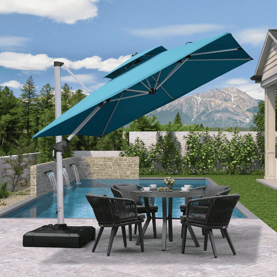 PURPLE LEAF Outdoor Windproof Umbrella, Square Cantilever Umbrella Outside Patio - Image 223