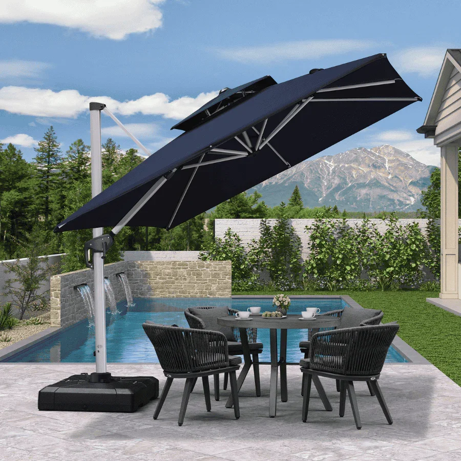 PURPLE LEAF Outdoor Windproof Umbrella, Square Cantilever Umbrella Outside Patio - Image 224