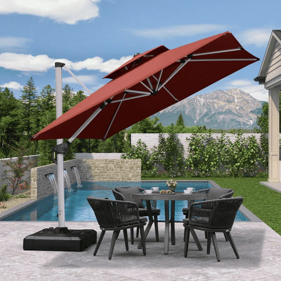 PURPLE LEAF Outdoor Windproof Umbrella, Square Cantilever Umbrella Outside Patio - Image 225