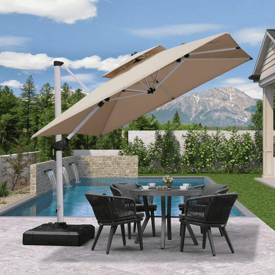 PURPLE LEAF Outdoor Windproof Umbrella, Square Cantilever Umbrella Outside Patio - Image 4