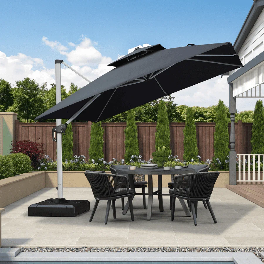 PURPLE LEAF Outdoor Windproof Umbrella, Square Cantilever Umbrella Outside Patio - Image 5