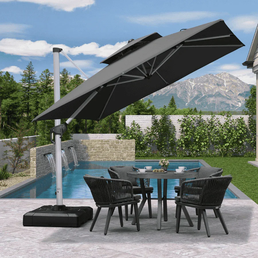 PURPLE LEAF Outdoor Windproof Umbrella, Square Cantilever Umbrella Outside Patio - Image 7