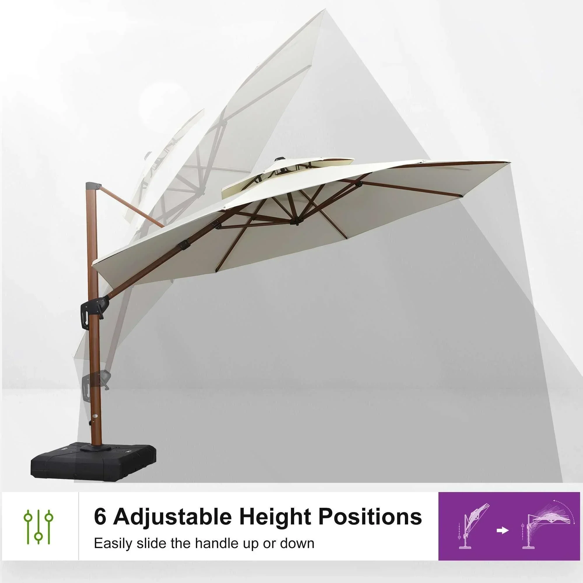 PURPLE LEAF Double Top 10 / 11 / 12 / 13 ft Round Aluminum Patio Umbrella in Wood Color - Image 107