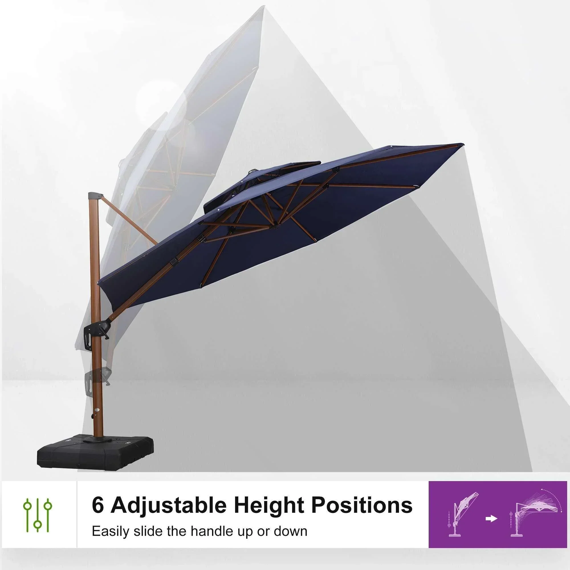 PURPLE LEAF Double Top 10 / 11 / 12 / 13 ft Round Aluminum Patio Umbrella in Wood Color - Image 111