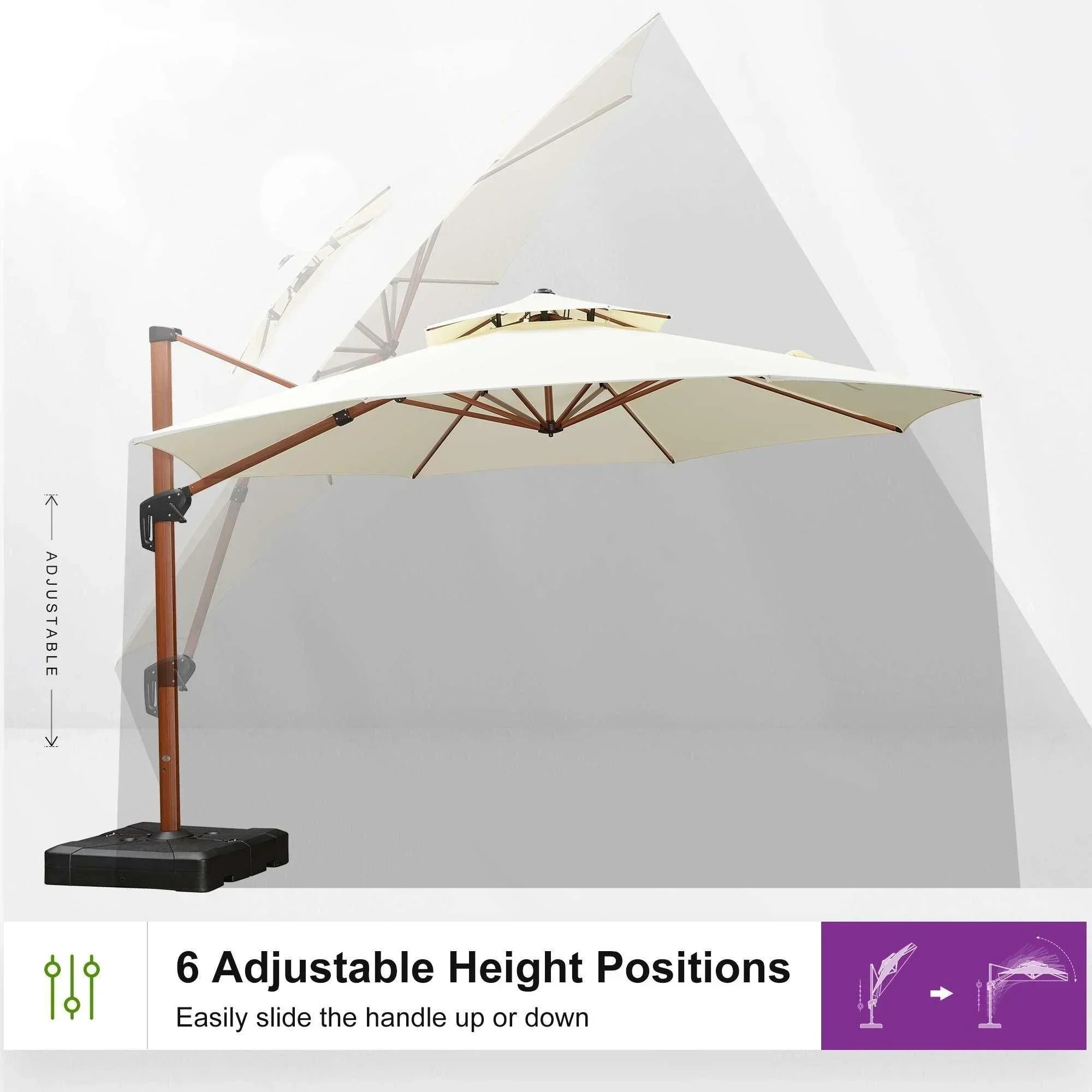 PURPLE LEAF Double Top 10 / 11 / 12 / 13 ft Round Aluminum Patio Umbrella in Wood Color - Image 114