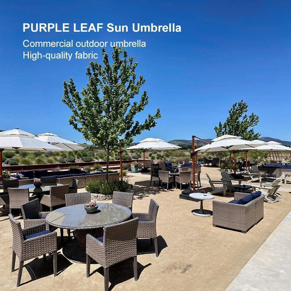 PURPLE LEAF Double Top 10 / 11 / 12 / 13 ft Round Aluminum Patio Umbrella in Wood Color - Image 121