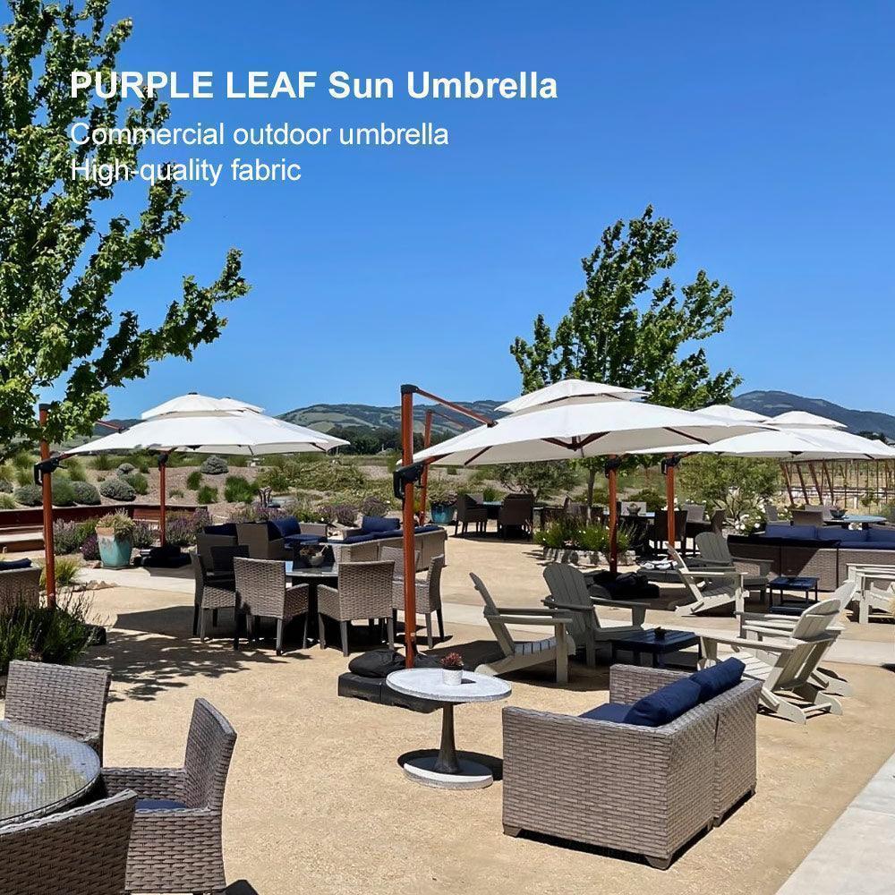 PURPLE LEAF Double Top 10 / 11 / 12 / 13 ft Round Aluminum Patio Umbrella in Wood Color - Image 123