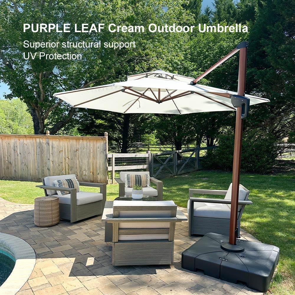 PURPLE LEAF Double Top 10 / 11 / 12 / 13 ft Round Aluminum Patio Umbrella in Wood Color - Image 124