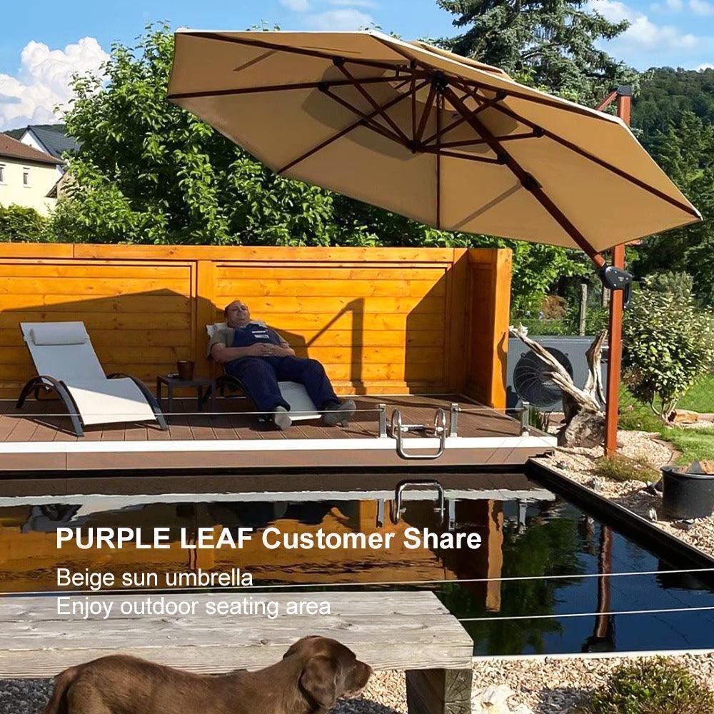 PURPLE LEAF Double Top 10 / 11 / 12 / 13 ft Round Aluminum Patio Umbrella in Wood Color - Image 125