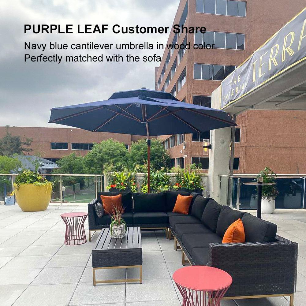 PURPLE LEAF Double Top 10 / 11 / 12 / 13 ft Round Aluminum Patio Umbrella in Wood Color - Image 126