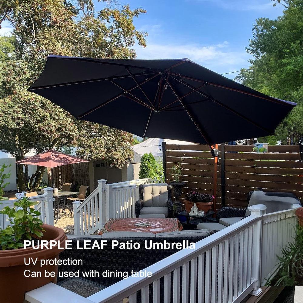 PURPLE LEAF Double Top 10 / 11 / 12 / 13 ft Round Aluminum Patio Umbrella in Wood Color - Image 127