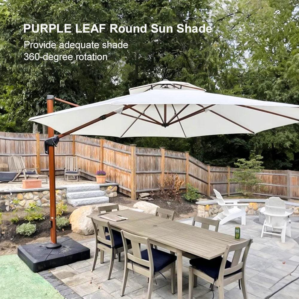 PURPLE LEAF Double Top 10 / 11 / 12 / 13 ft Round Aluminum Patio Umbrella in Wood Color - Image 128