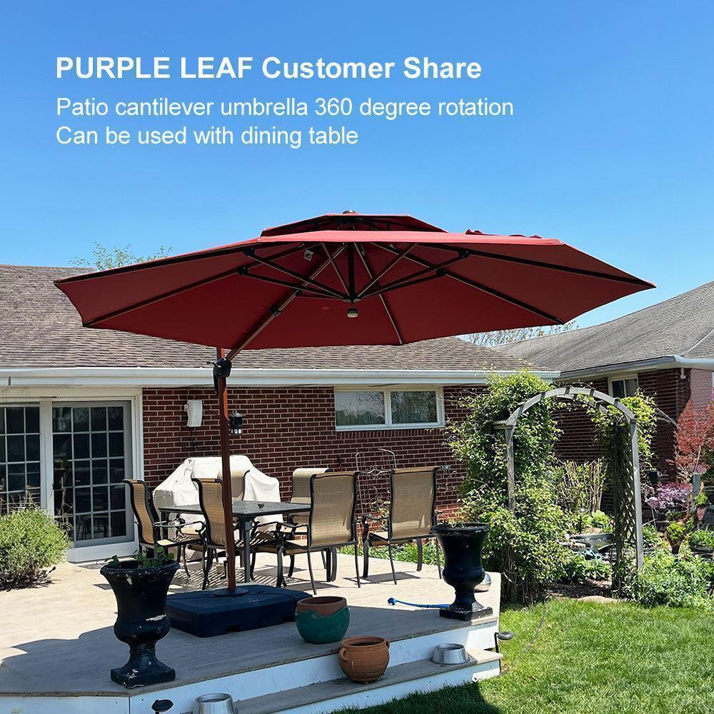 PURPLE LEAF Double Top 10 / 11 / 12 / 13 ft Round Aluminum Patio Umbrella in Wood Color - Image 130