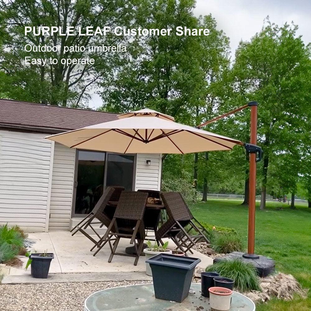 PURPLE LEAF Double Top 10 / 11 / 12 / 13 ft Round Aluminum Patio Umbrella in Wood Color - Image 132