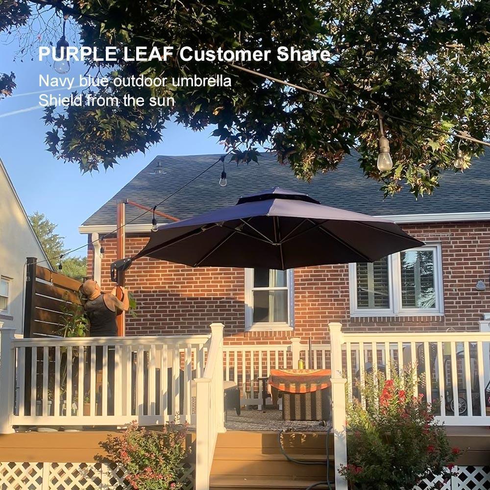 PURPLE LEAF Double Top 10 / 11 / 12 / 13 ft Round Aluminum Patio Umbrella in Wood Color - Image 136