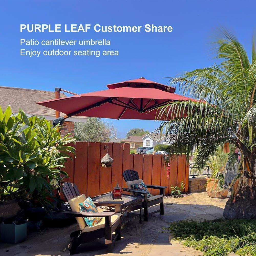 PURPLE LEAF Double Top 10 / 11 / 12 / 13 ft Round Aluminum Patio Umbrella in Wood Color - Image 138