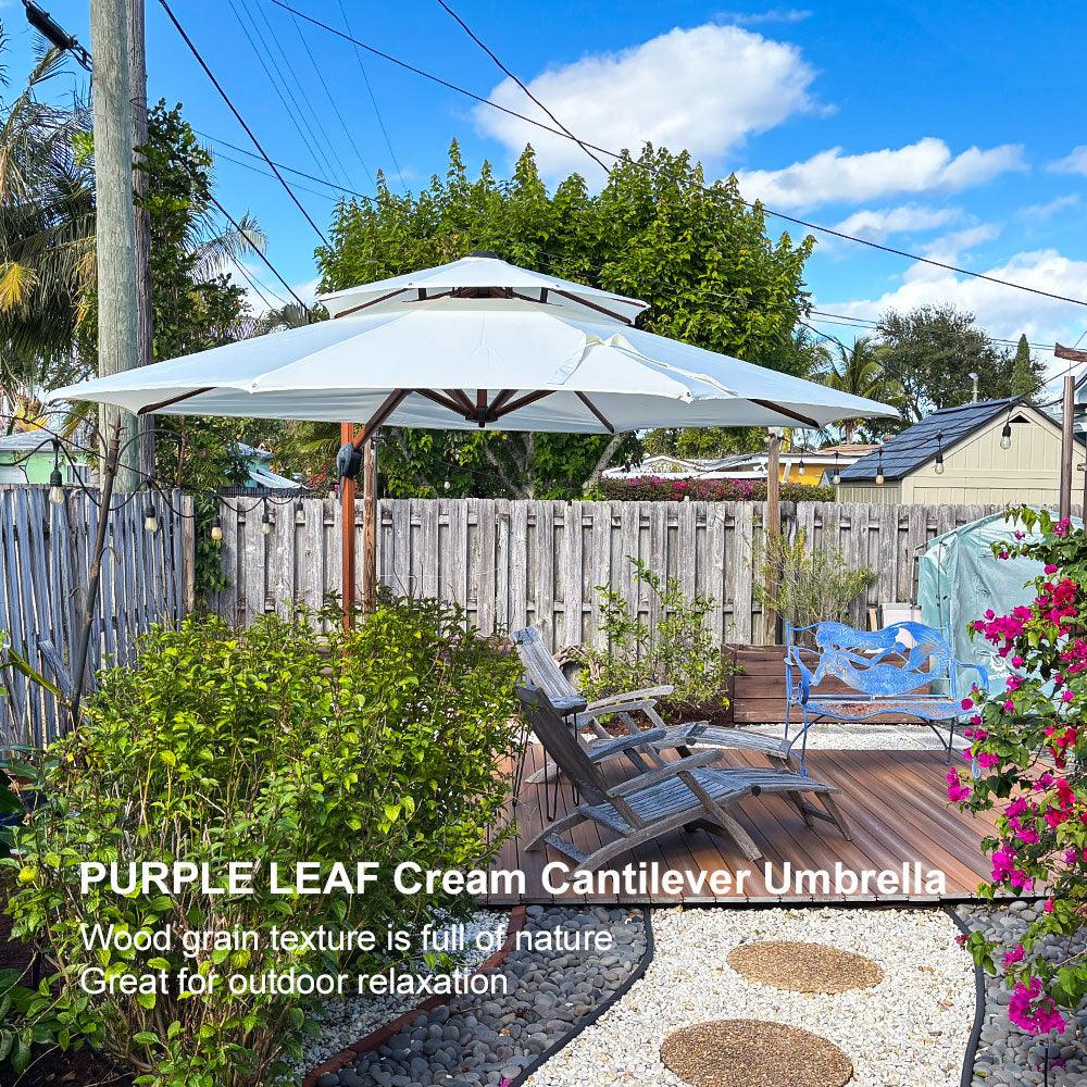 PURPLE LEAF Double Top 10 / 11 / 12 / 13 ft Round Aluminum Patio Umbrella in Wood Color - Image 141