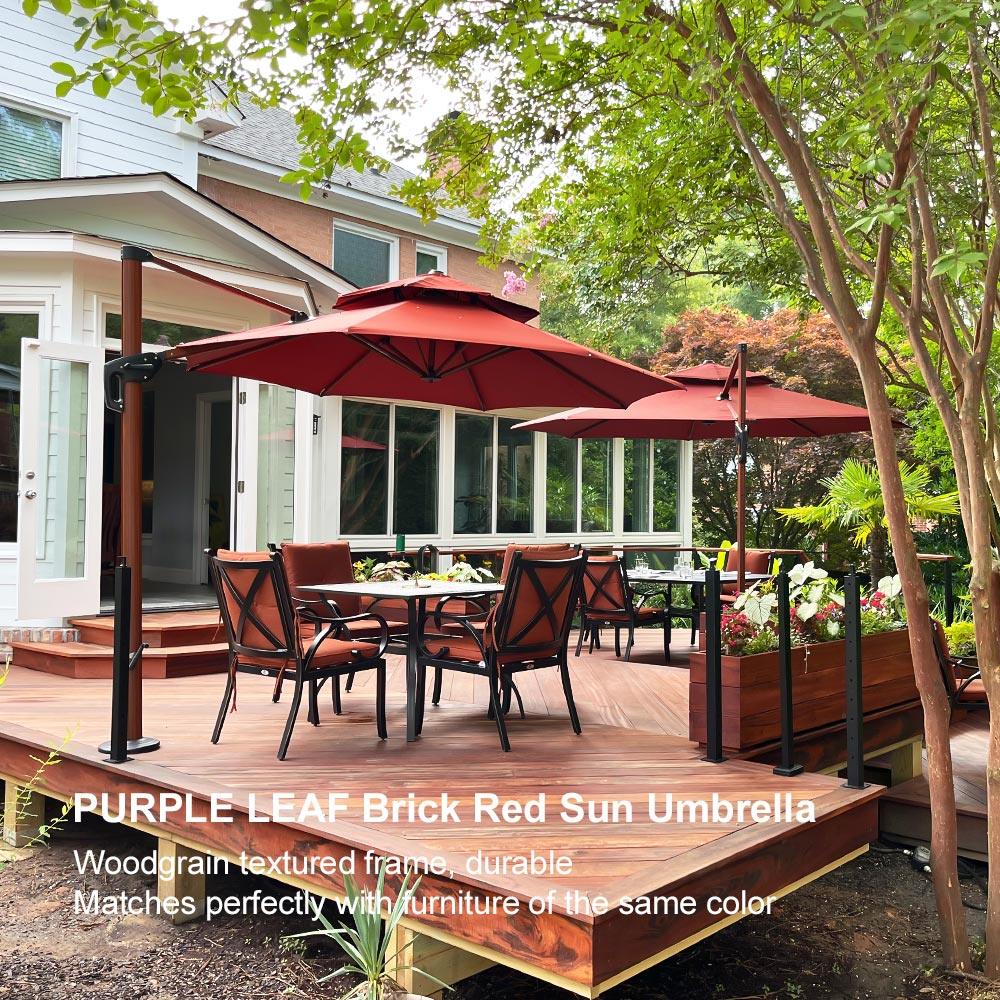 PURPLE LEAF Double Top 10 / 11 / 12 / 13 ft Round Aluminum Patio Umbrella in Wood Color - Image 142
