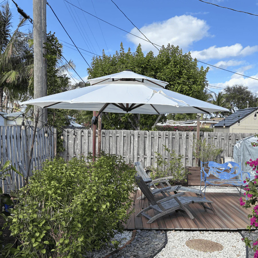 PURPLE LEAF Double Top 10 / 11 / 12 / 13 ft Round Aluminum Patio Umbrella in Wood Color - Image 143