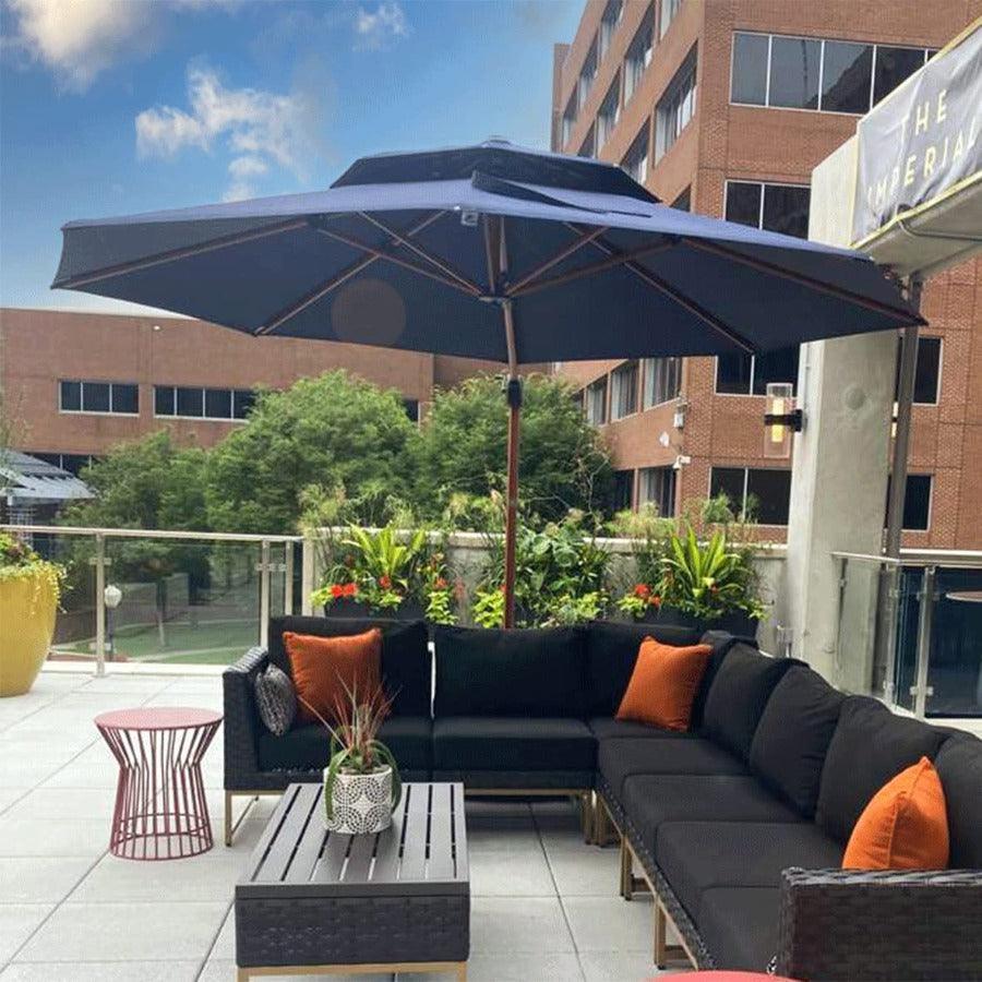 PURPLE LEAF Double Top 10 / 11 / 12 / 13 ft Round Aluminum Patio Umbrella in Wood Color - Image 15