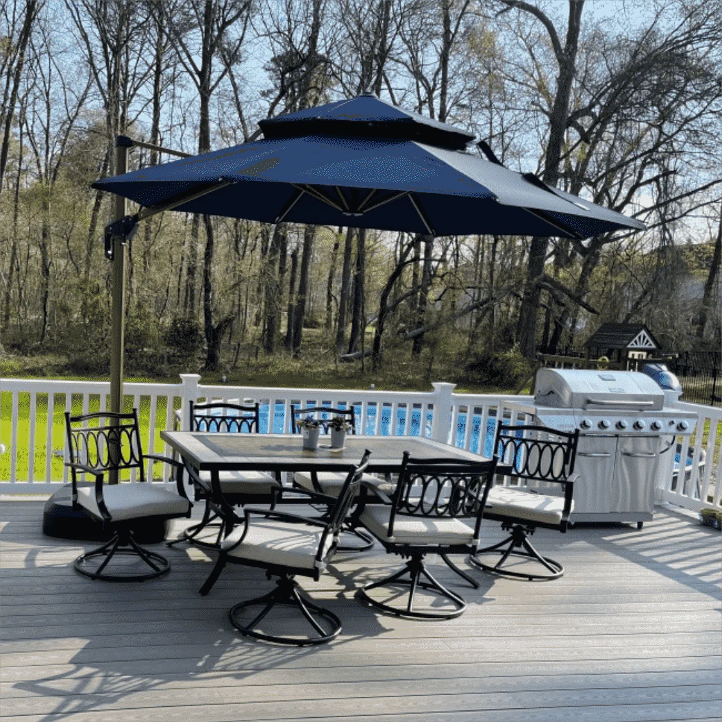 PURPLE LEAF Double Top 10 / 11 / 12 / 13 ft Round Aluminum Patio Umbrella in Wood Color - Image 22