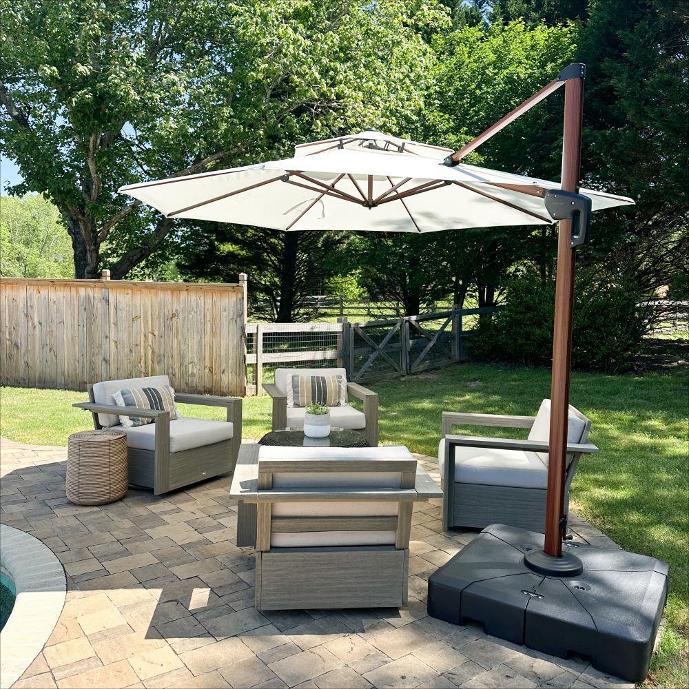 PURPLE LEAF Double Top 10 / 11 / 12 / 13 ft Round Aluminum Patio Umbrella in Wood Color - Image 25