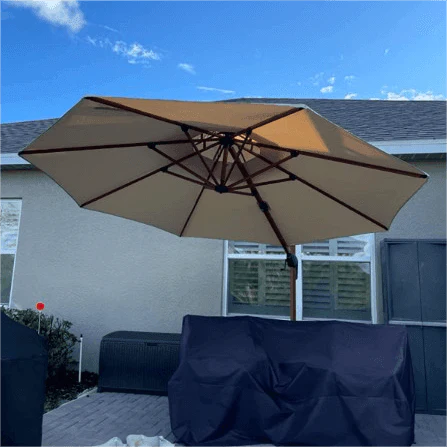 PURPLE LEAF Double Top 10 / 11 / 12 / 13 ft Round Aluminum Patio Umbrella in Wood Color - Image 27