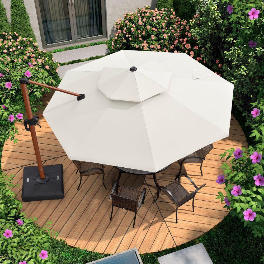 PURPLE LEAF Double Top 10 / 11 / 12 / 13 ft Round Aluminum Patio Umbrella in Wood Color - Image 3