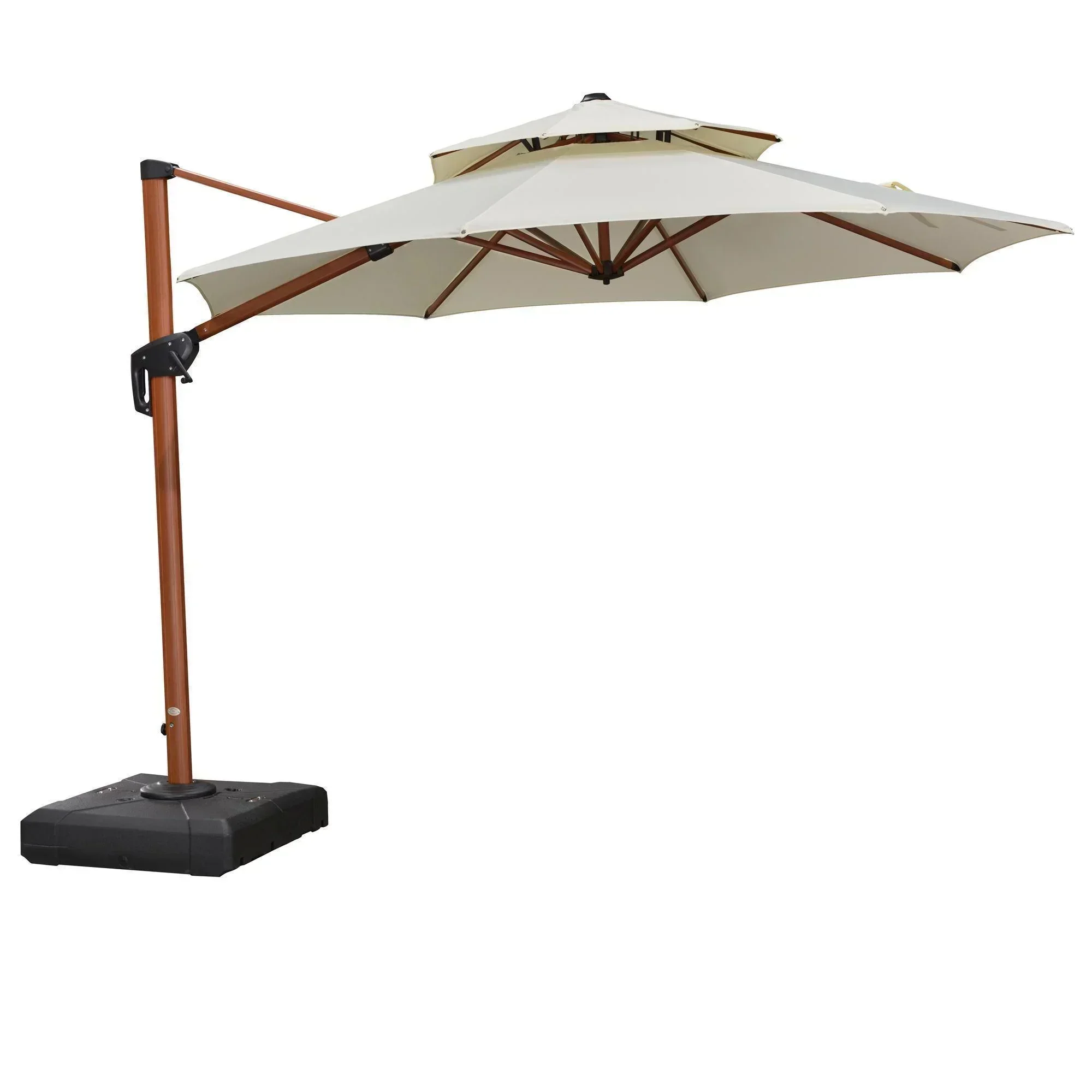 PURPLE LEAF Double Top 10 / 11 / 12 / 13 ft Round Aluminum Patio Umbrella in Wood Color - Image 31