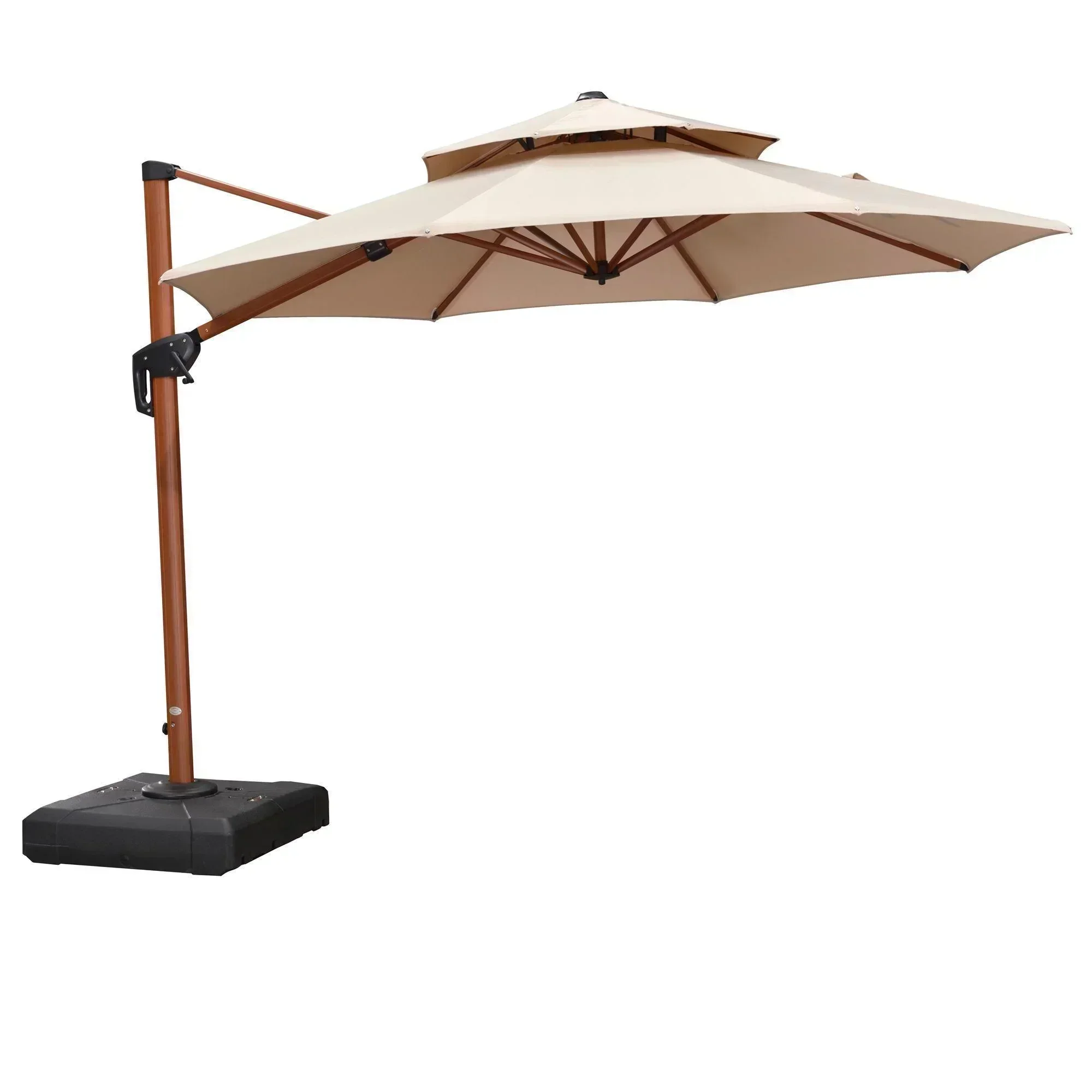 PURPLE LEAF Double Top 10 / 11 / 12 / 13 ft Round Aluminum Patio Umbrella in Wood Color - Image 32