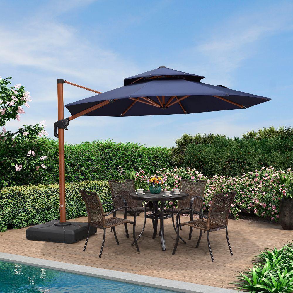 PURPLE LEAF Double Top 10 / 11 / 12 / 13 ft Round Aluminum Patio Umbrella in Wood Color - Image 33