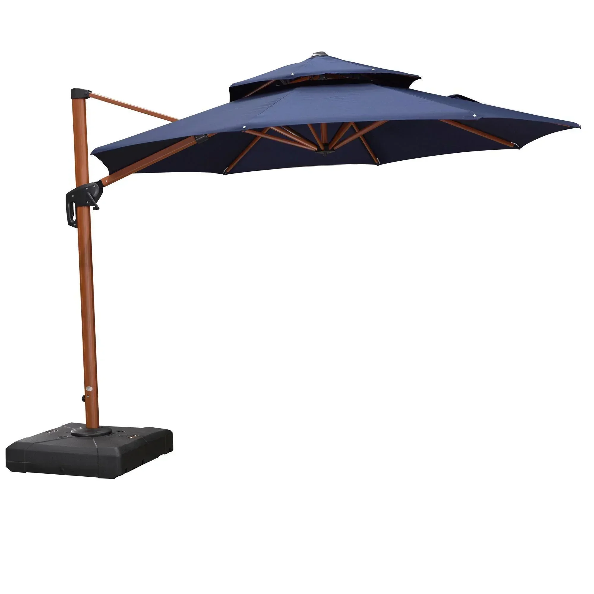 PURPLE LEAF Double Top 10 / 11 / 12 / 13 ft Round Aluminum Patio Umbrella in Wood Color - Image 34