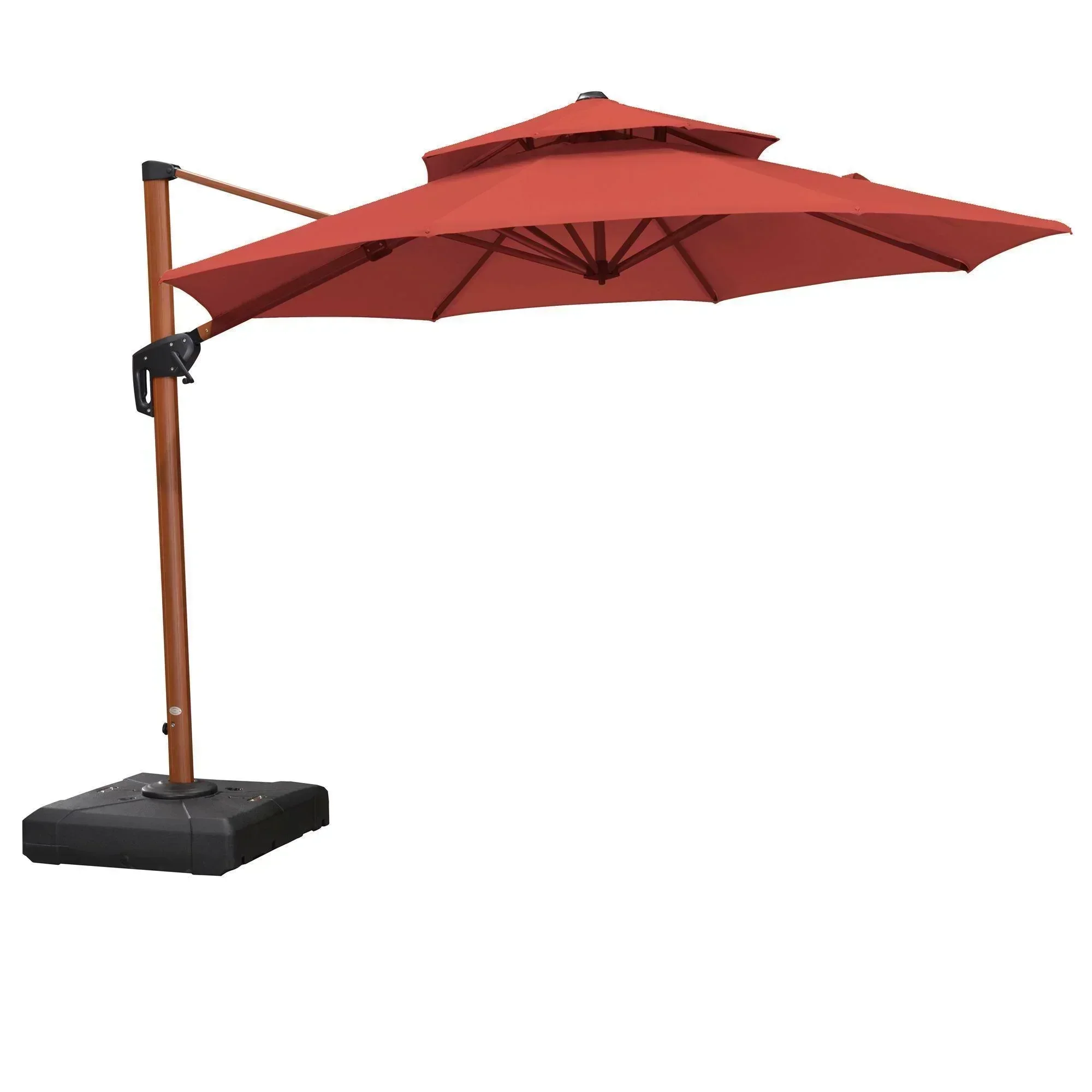 PURPLE LEAF Double Top 10 / 11 / 12 / 13 ft Round Aluminum Patio Umbrella in Wood Color - Image 36