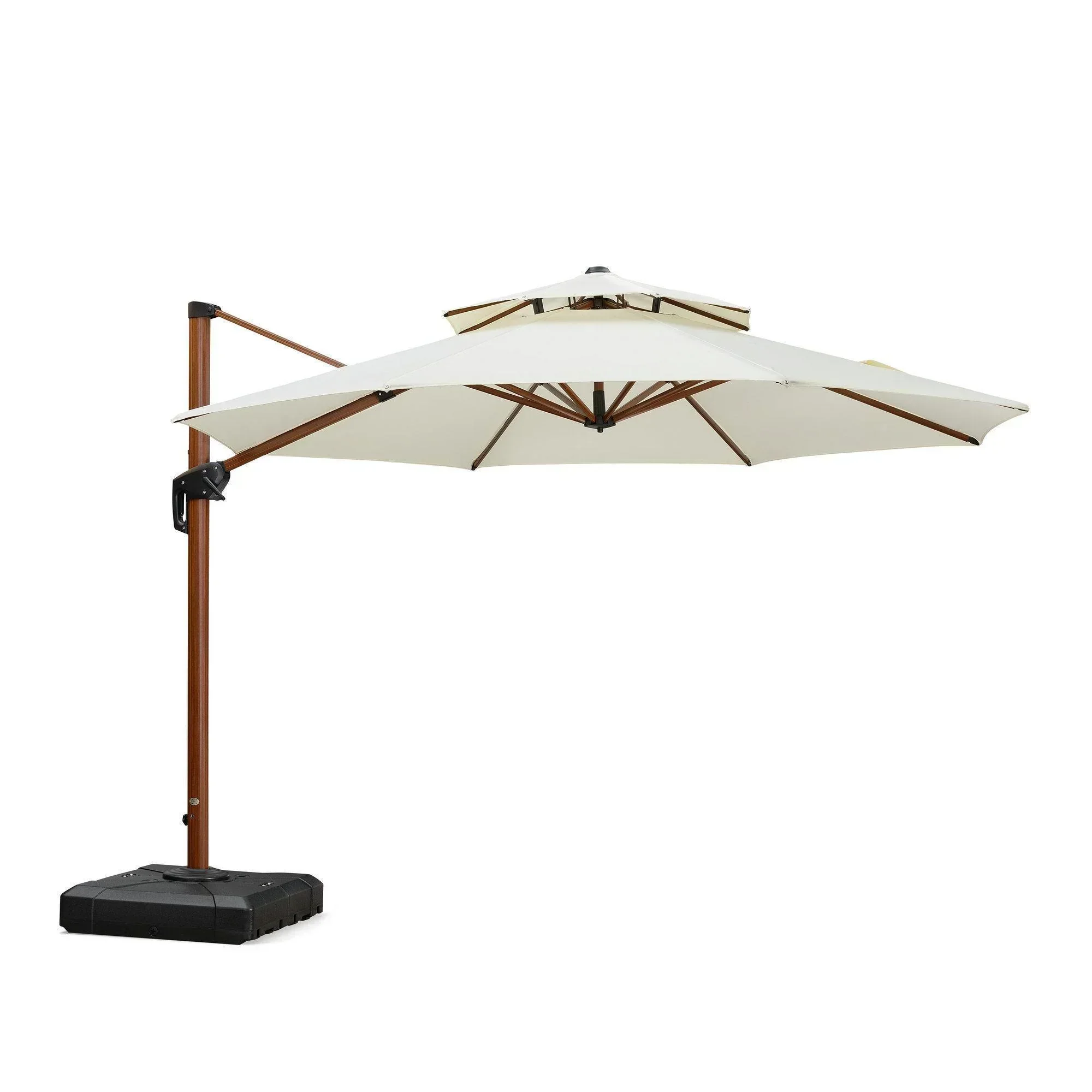 PURPLE LEAF Double Top 10 / 11 / 12 / 13 ft Round Aluminum Patio Umbrella in Wood Color - Image 37