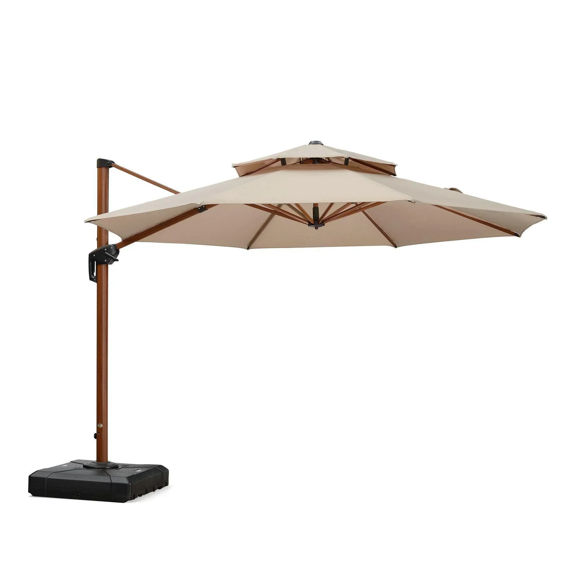 PURPLE LEAF Double Top 10 / 11 / 12 / 13 ft Round Aluminum Patio Umbrella in Wood Color - Image 38