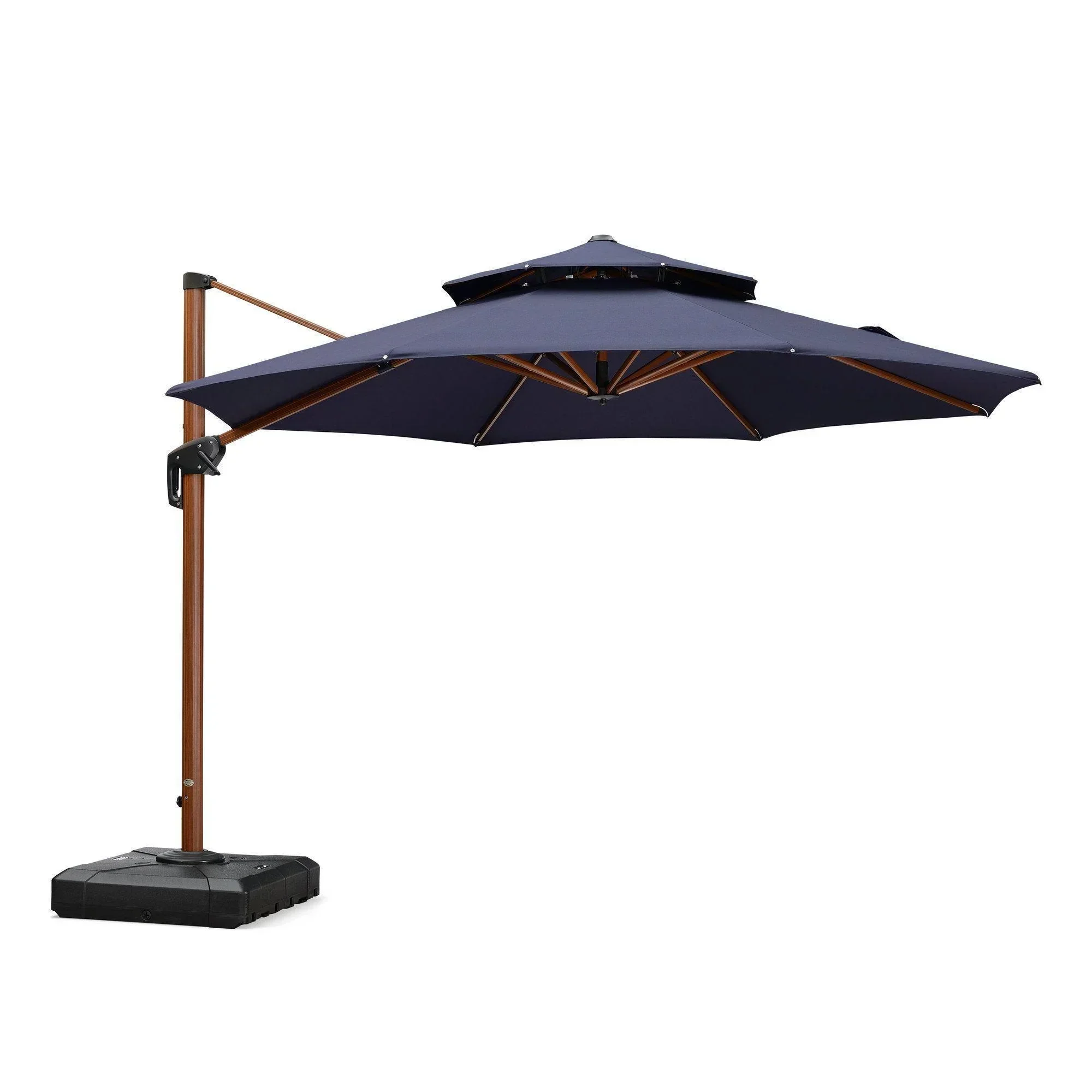 PURPLE LEAF Double Top 10 / 11 / 12 / 13 ft Round Aluminum Patio Umbrella in Wood Color - Image 41