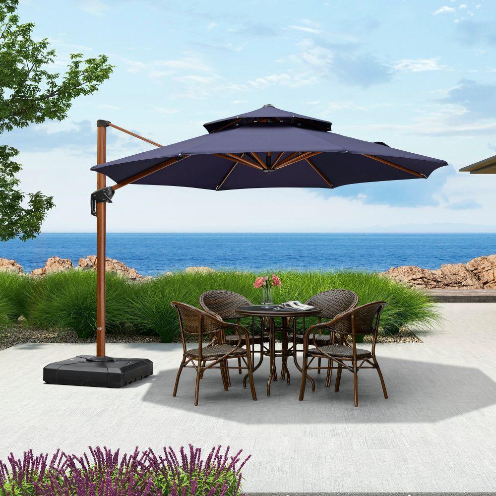PURPLE LEAF Double Top 10 / 11 / 12 / 13 ft Round Aluminum Patio Umbrella in Wood Color - Image 42