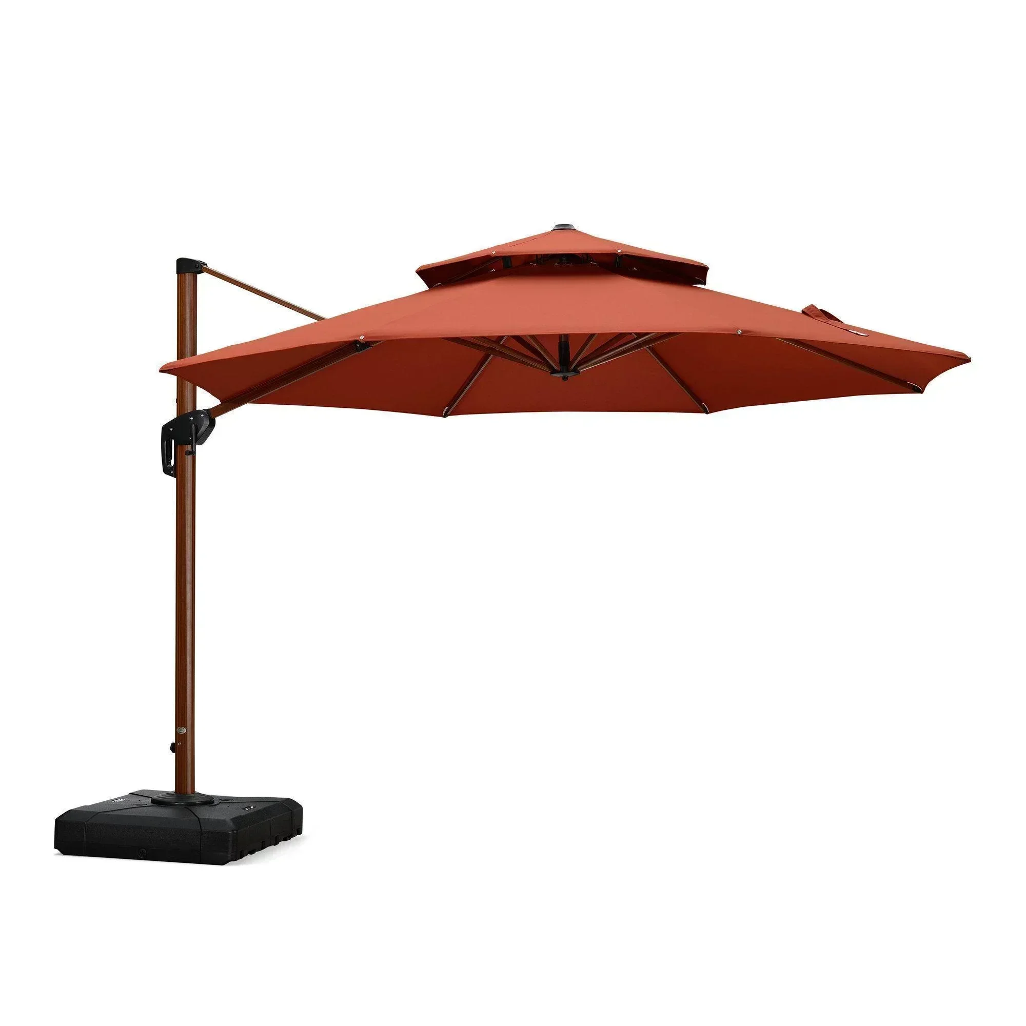 PURPLE LEAF Double Top 10 / 11 / 12 / 13 ft Round Aluminum Patio Umbrella in Wood Color - Image 43