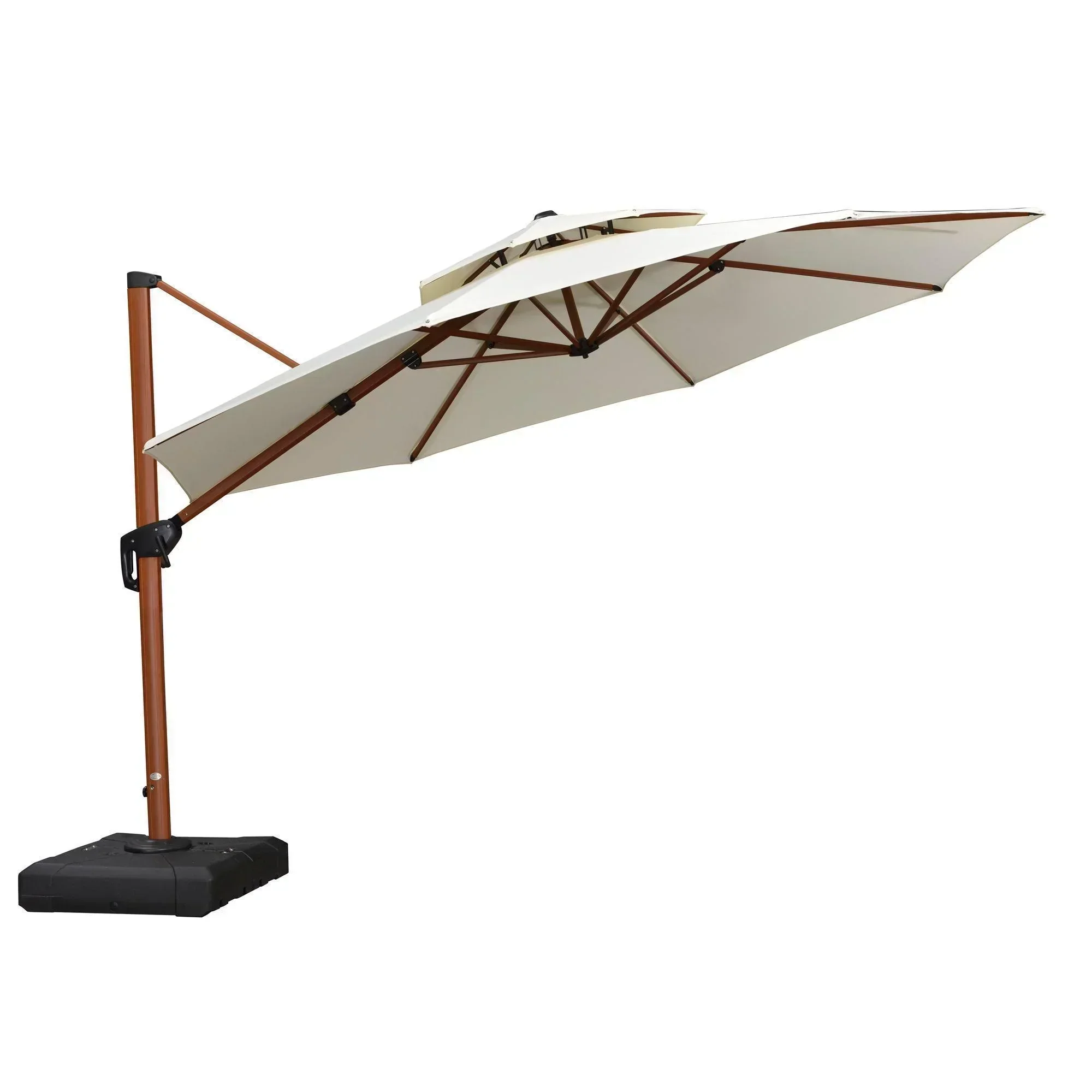 PURPLE LEAF Double Top 10 / 11 / 12 / 13 ft Round Aluminum Patio Umbrella in Wood Color - Image 47